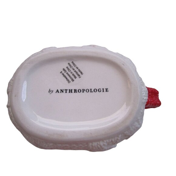 Anthropologie Christmas Cable Knit  Ceramic Stocking Boot Mug Red White EUC - Picture 12 of 14